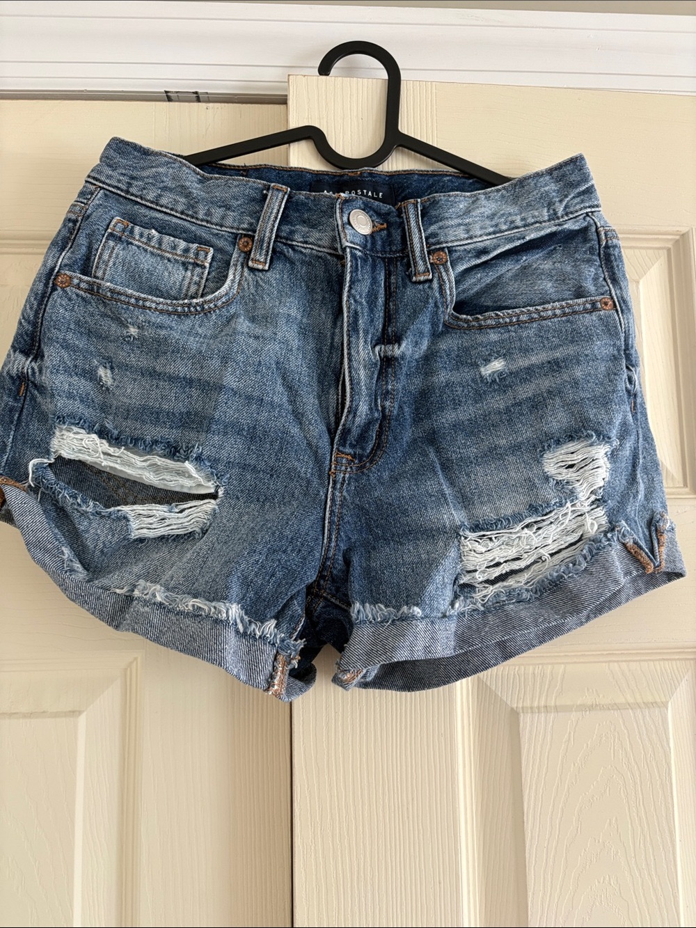 Aeropostale Women's Distressed Blue Denim Jean Shorts